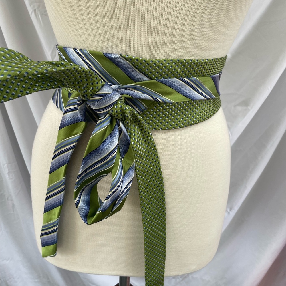 Custom handmade necktie obi wrap belt